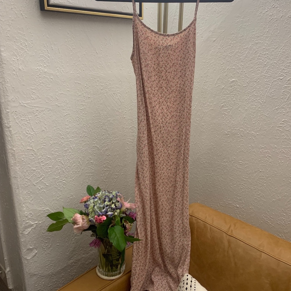 Brandy Melville Pink Paulina Floral Slip Dress OS